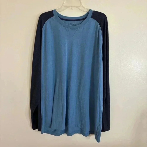 Izod Men’s Shirt Soft Pullover Long Sleeve Tee Blue 3X - Picture 1 of 6